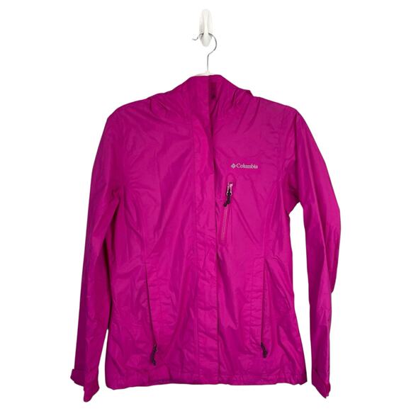 COLUMBIA Omni-Tech Waterproof Jacket Fuschia Pink Size Small Hooded Rain - Picture 1 of 9